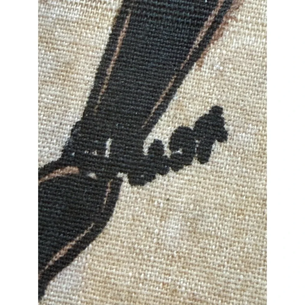 VTG Mid Century Modern African Warrior Dancer Fabric Print Silhouette Art MCM